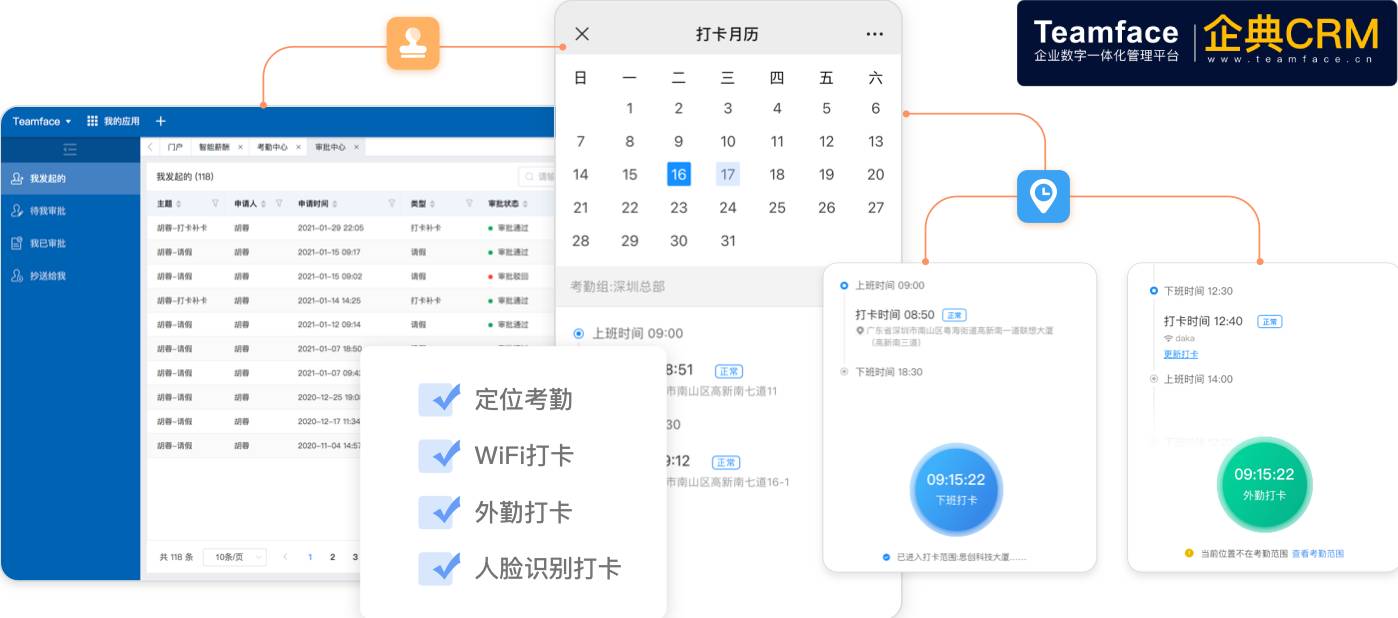 Teamface企典HR人事管理系统，用智慧赋能HR管理的各个环节，打造新世代的智慧人力平台
